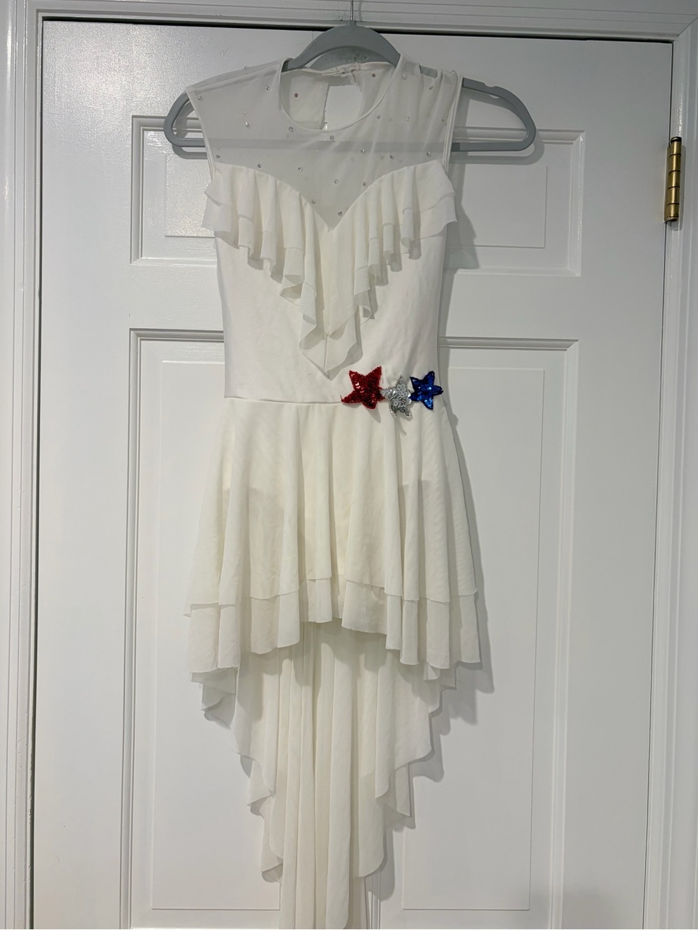 Révérence White Patriotic Lyrical Dance Dress Youth Large Made in USA